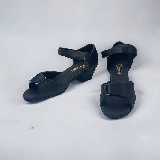 Black Satin / Velco # 167801 - EveriseDanceShoes