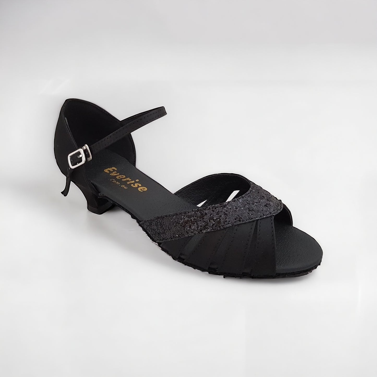 Black Satin / Glitter # 174501 - EveriseDanceShoes