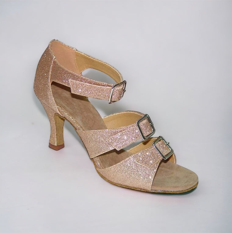 Tan Sparkle with Adjustable Straps # 167902 - EveriseDanceShoes