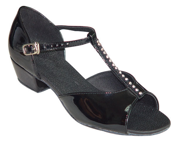 Black T-Strap # 160915B - EveriseDanceShoes