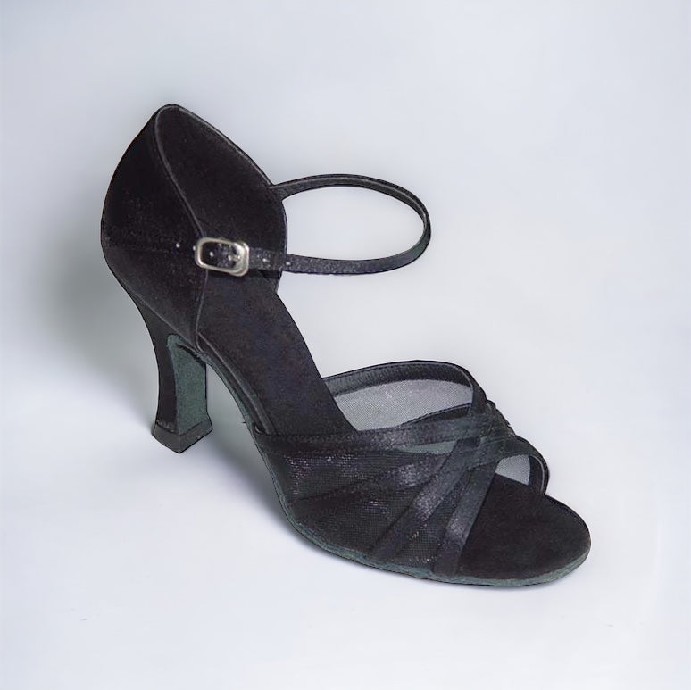Black Satin Mesh Dance Shoes #160503 - Everise Dance Shoes