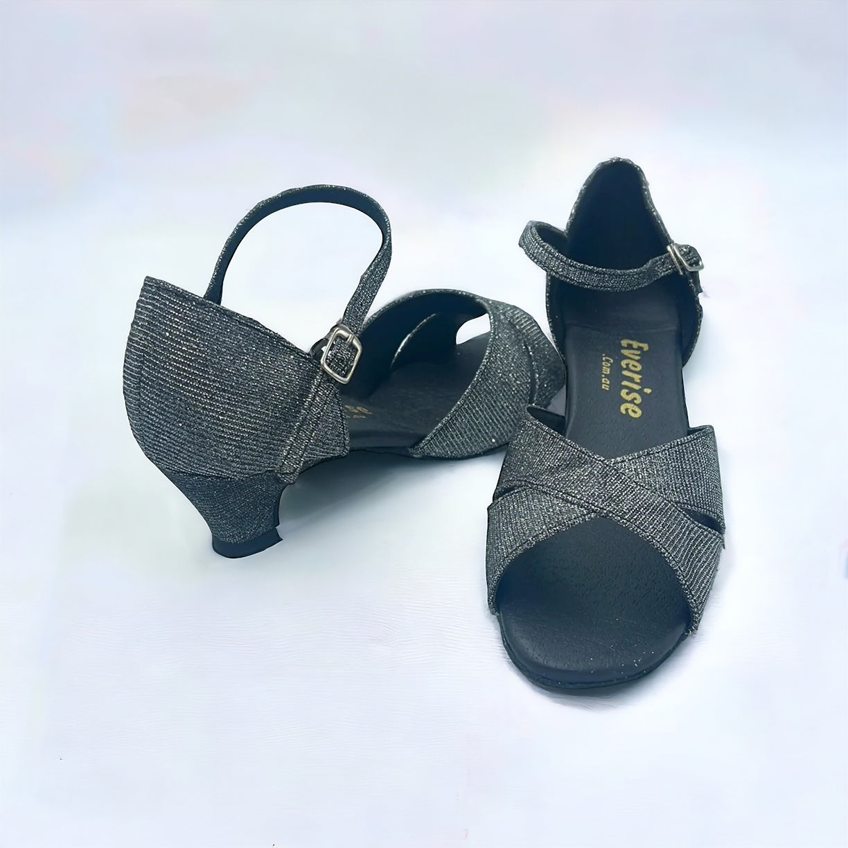 Black/Grey Glitter Dance Shoes #161516 - Everise Dance Shoes