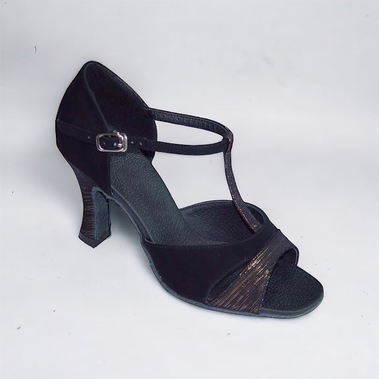 Black With Gold Pattern Dance Shoes #161708 - Everise Dance Shoes