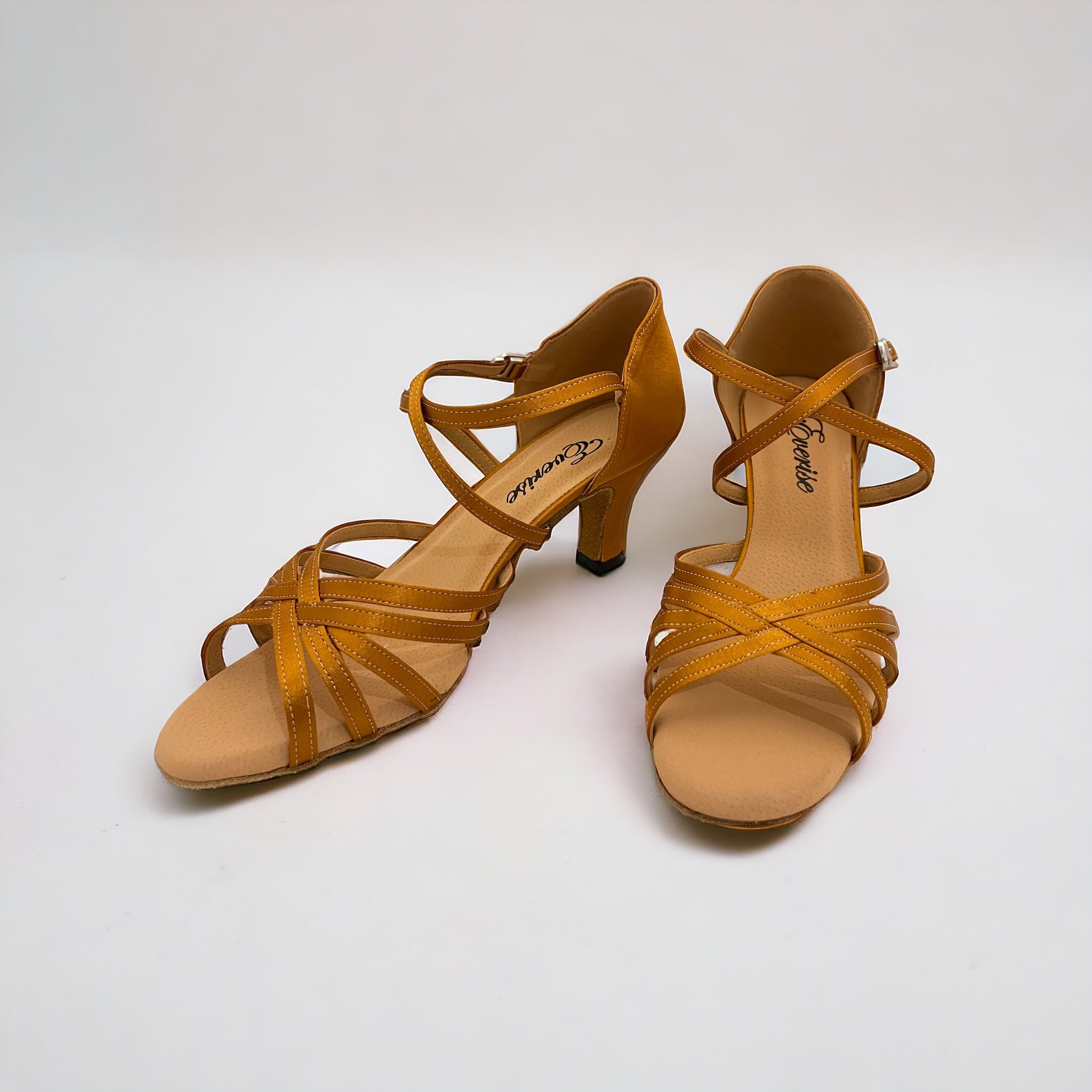 Tan Satin Dance Shoes #171003 - Everise Dance Shoes
