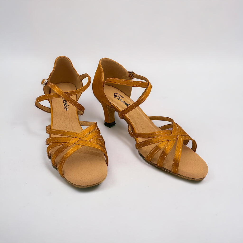 Tan Satin Dance Shoes #171003 - Everise Dance Shoes