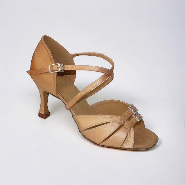 Flesh Satin Diamond Dance Shoes #172403 - Everise Dance Shoes