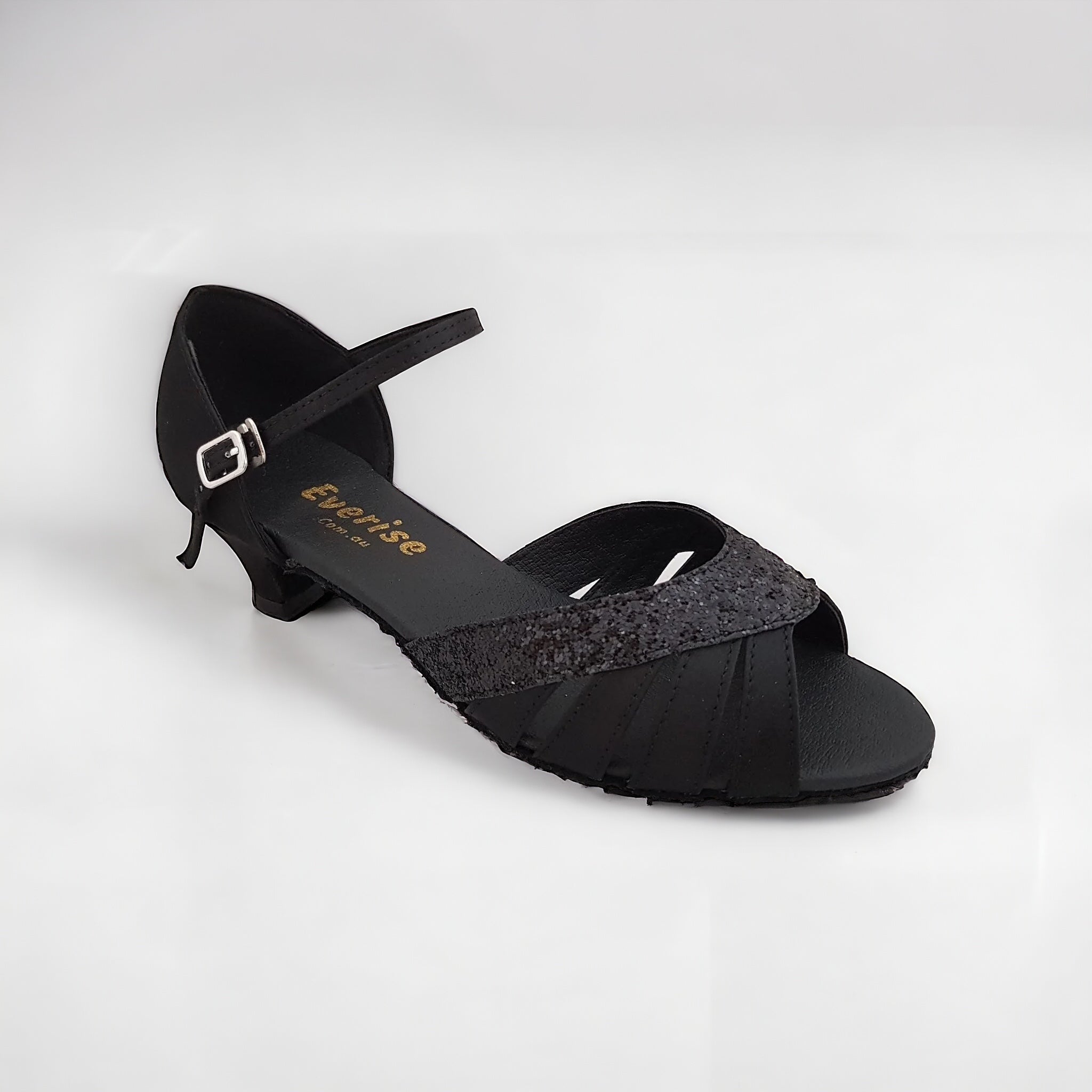 Black Satin / Glitter Dance Shoes #174501 - Everise Dance Shoes