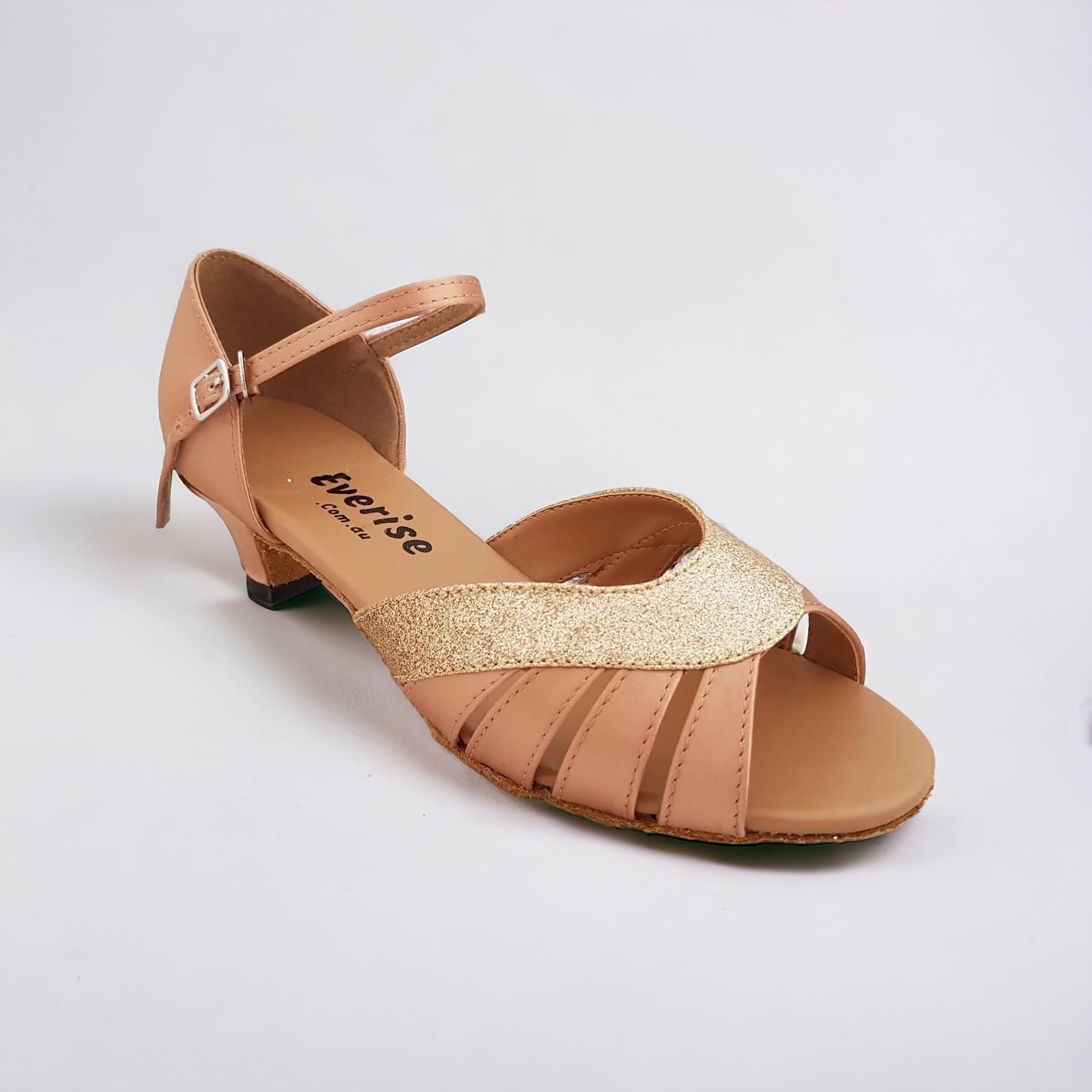 Tan Satin / Glitter Dance Shoes #174505 - Everise Dance Shoes