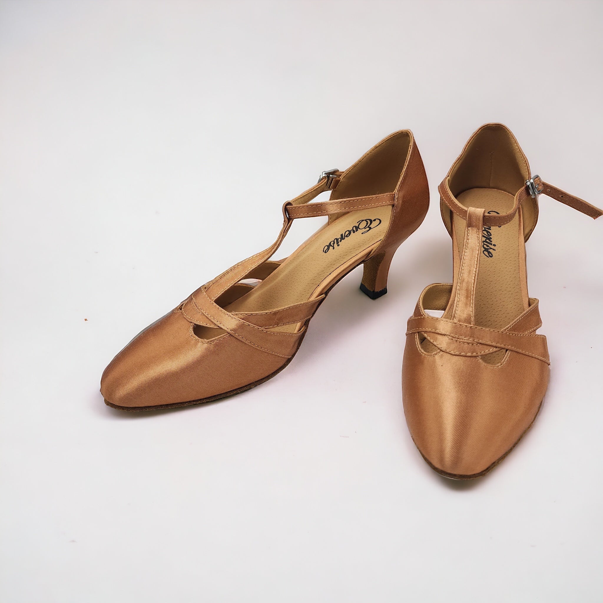 Tan Satin Dance Shoes #684306 - Everise Dance Shoes