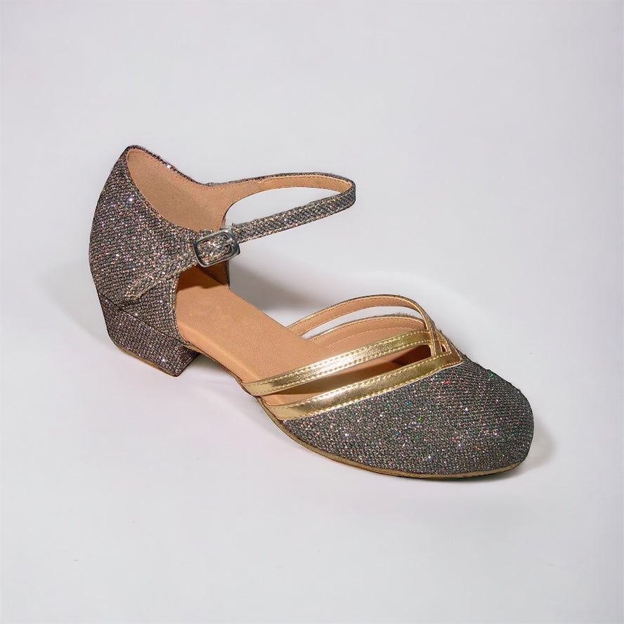 Gold Glitter Dance Shoes #888108A - Everise Dance Shoes
