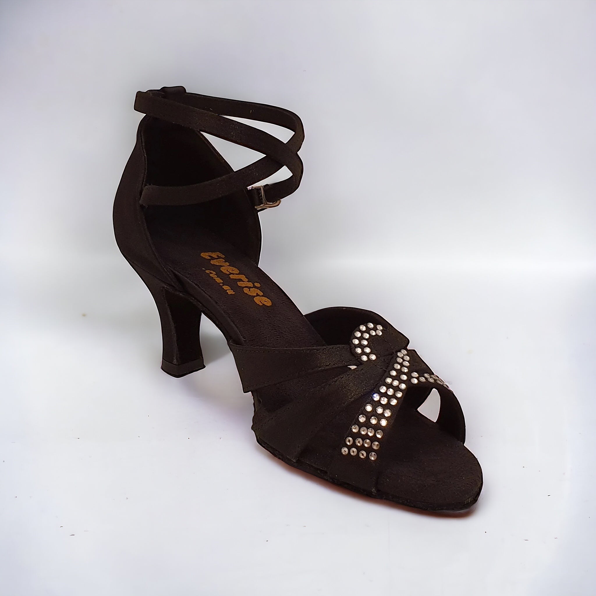 Black Satin/Diamonds #751593 - EveriseDanceShoes