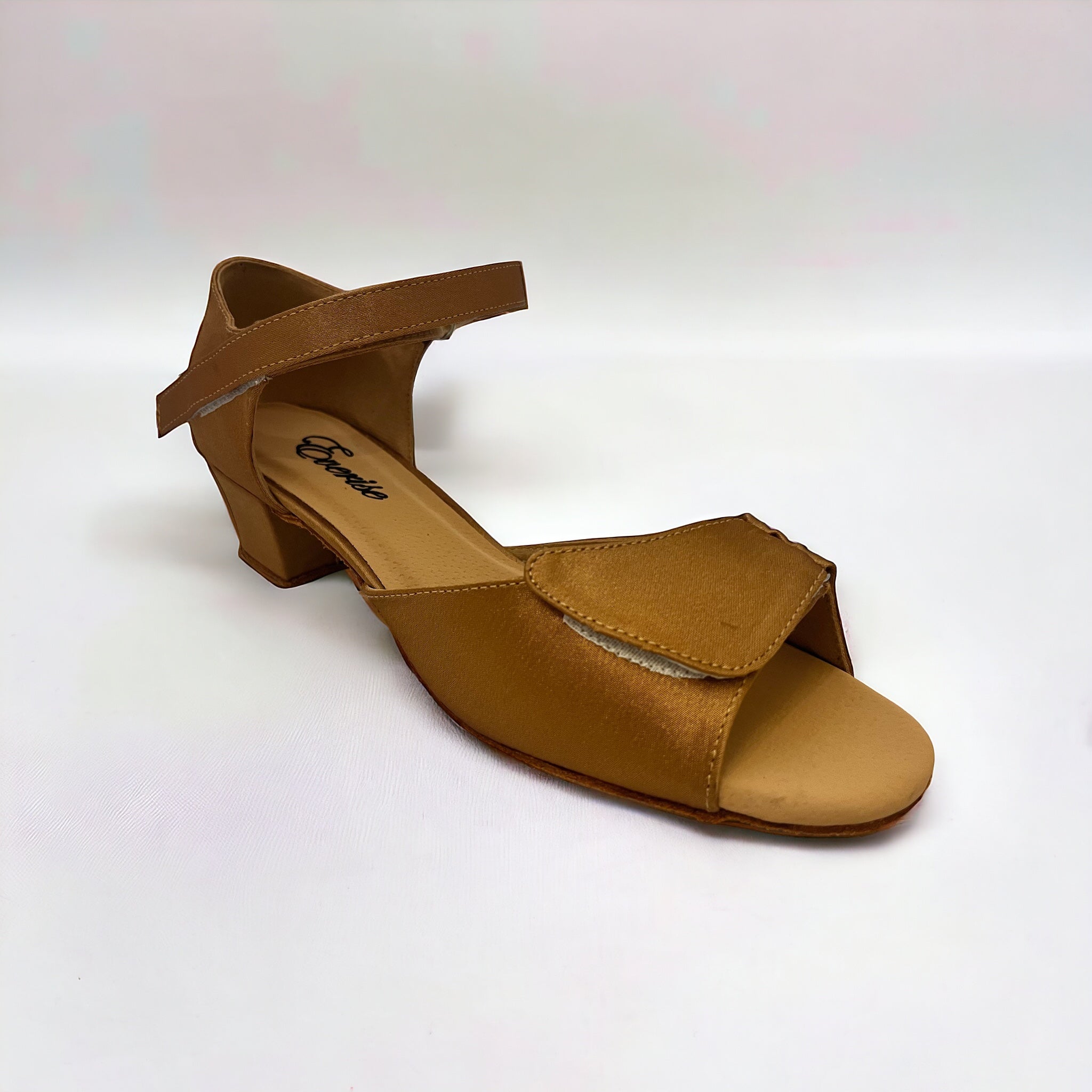 Tan Satin / Velco Strap # 167802 - EveriseDanceShoes