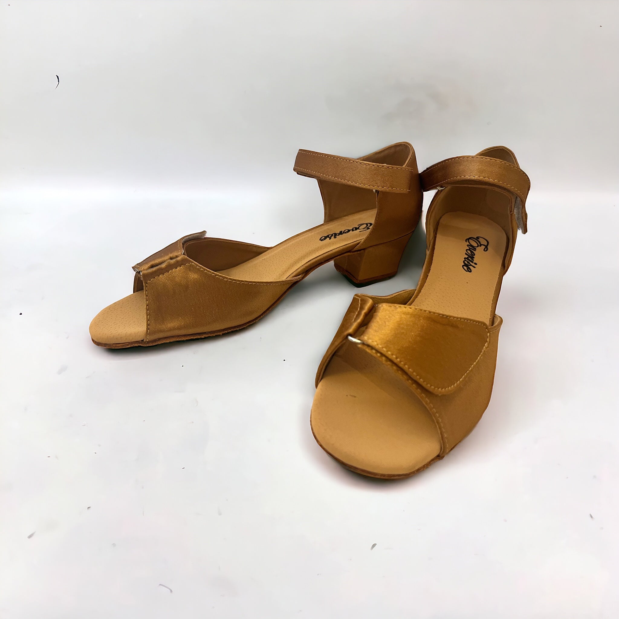 Tan Satin / Velco Strap # 167802 - EveriseDanceShoes