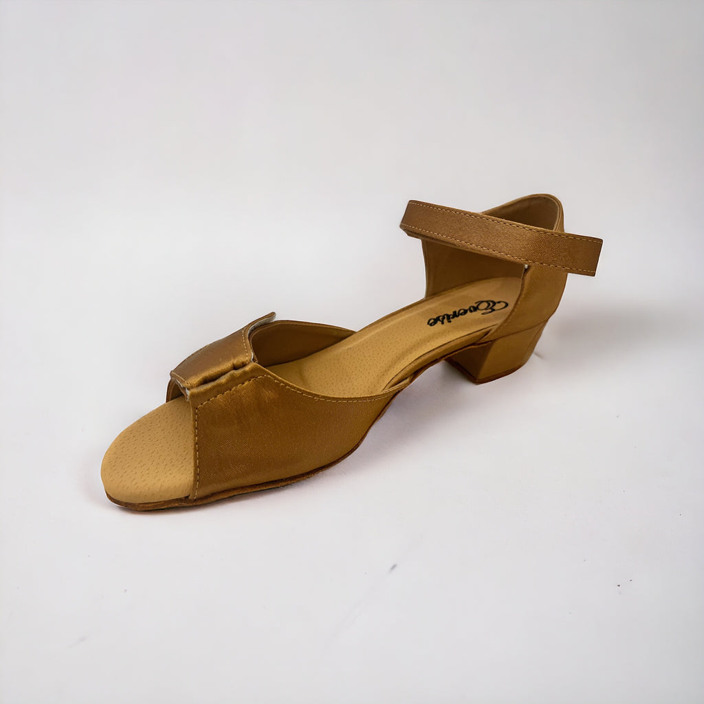 Tan Satin / Velco Strap # 167802 - EveriseDanceShoes
