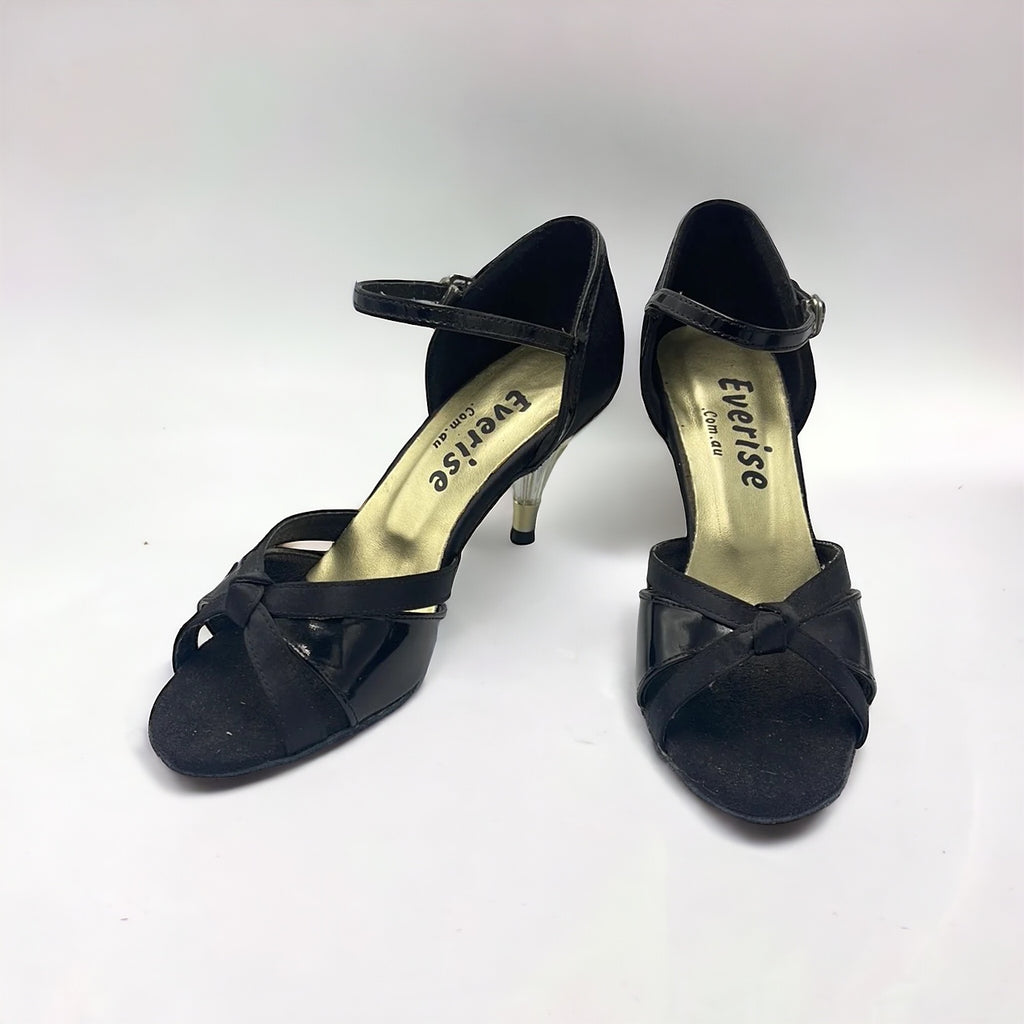 Black/Gold Crystal Heel #174803 - EveriseDanceShoes