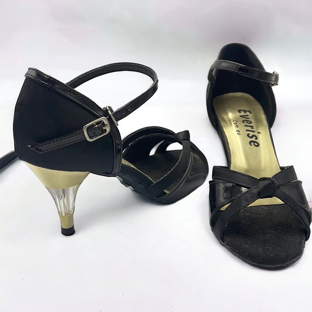 Black/Gold Crystal Heel #174803 - EveriseDanceShoes