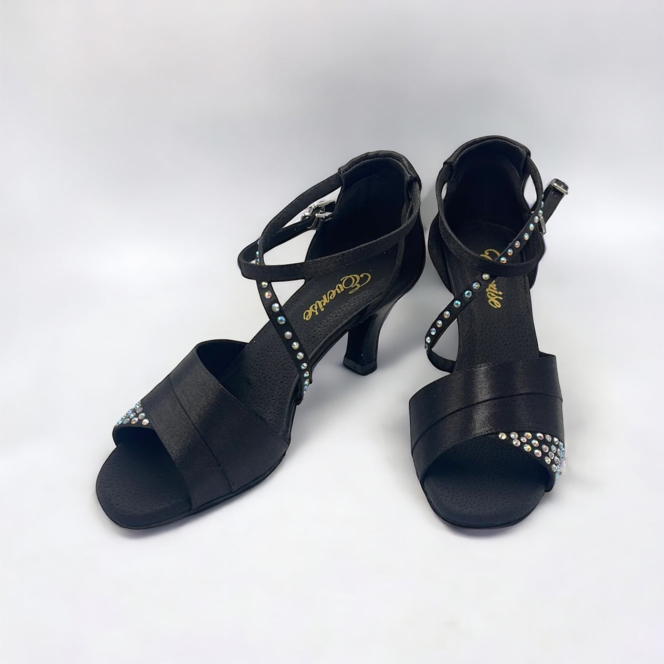 Black Satin Diamonds # 165923 - EveriseDanceShoes