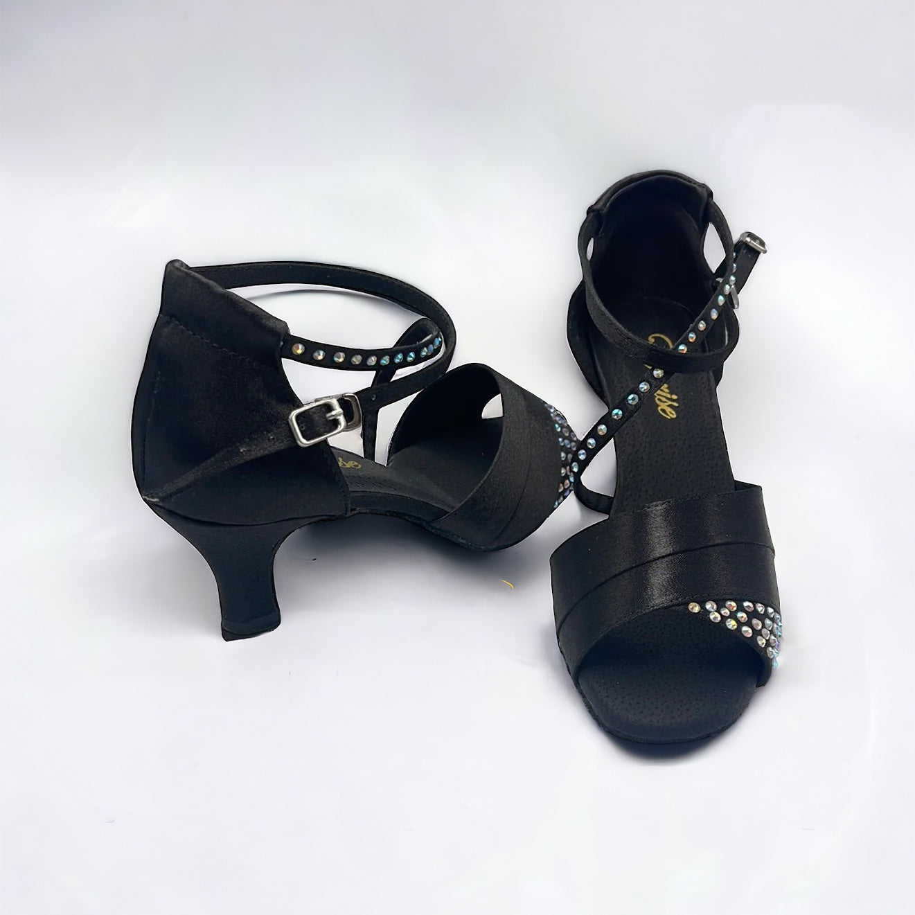 Black Satin Diamonds # 165923 - EveriseDanceShoes