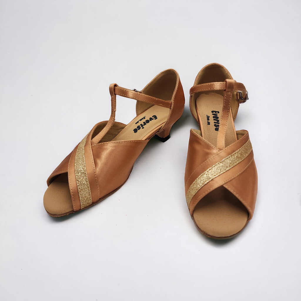 Tan Satin Sparkle #168505 - EveriseDanceShoes
