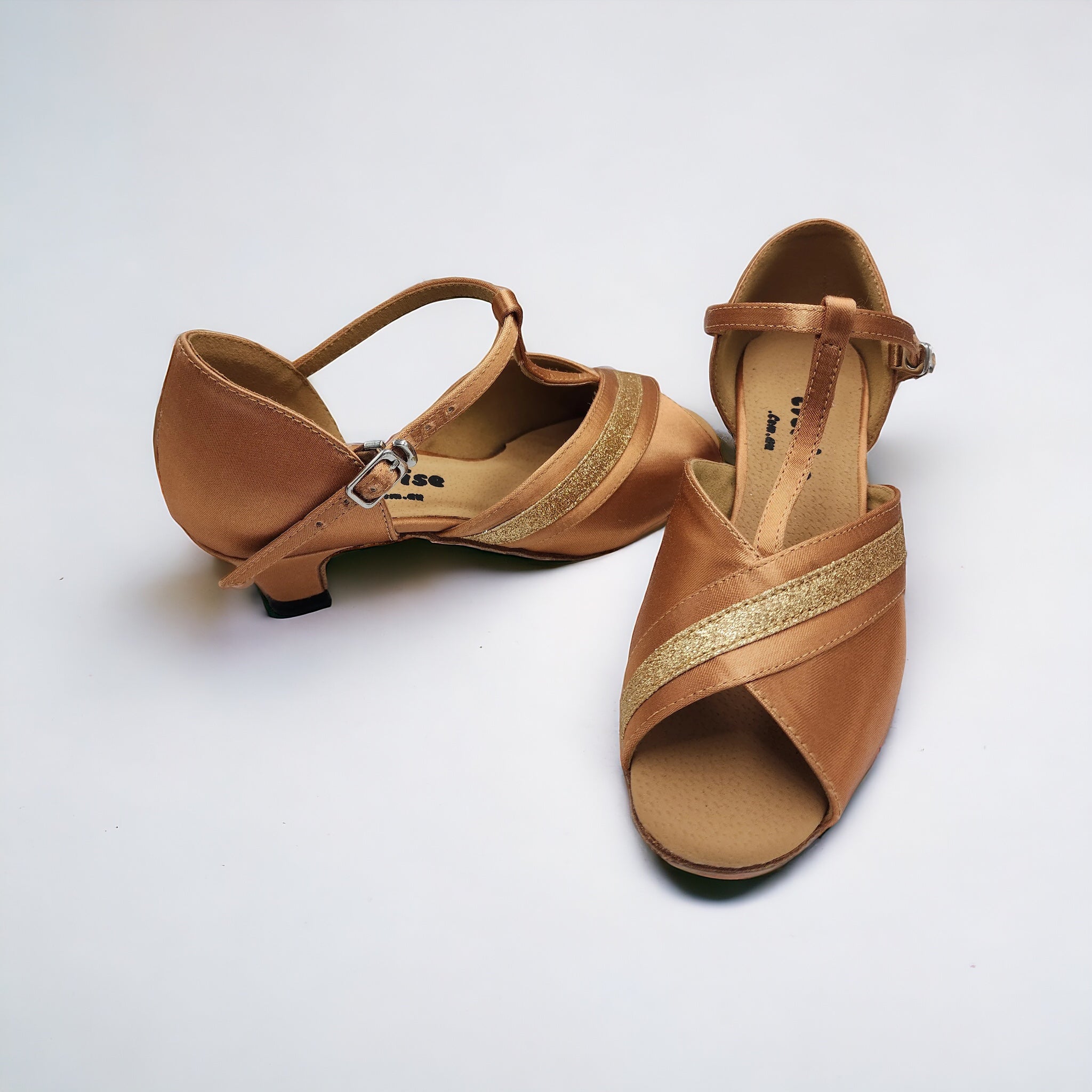 Tan Satin Sparkle #168505 - EveriseDanceShoes