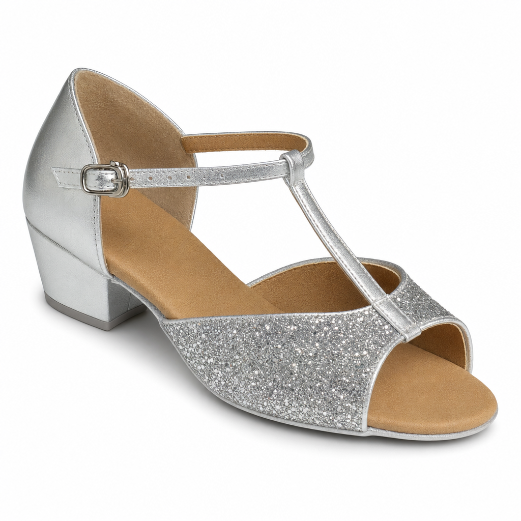 Silver Glittering # 160902B - EveriseDanceShoes