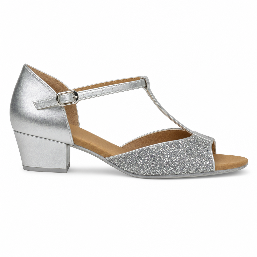 Silver Glittering # 160902B - EveriseDanceShoes