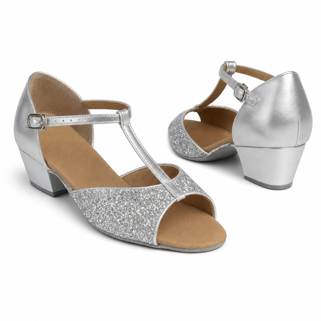 Silver Glittering # 160902B - EveriseDanceShoes