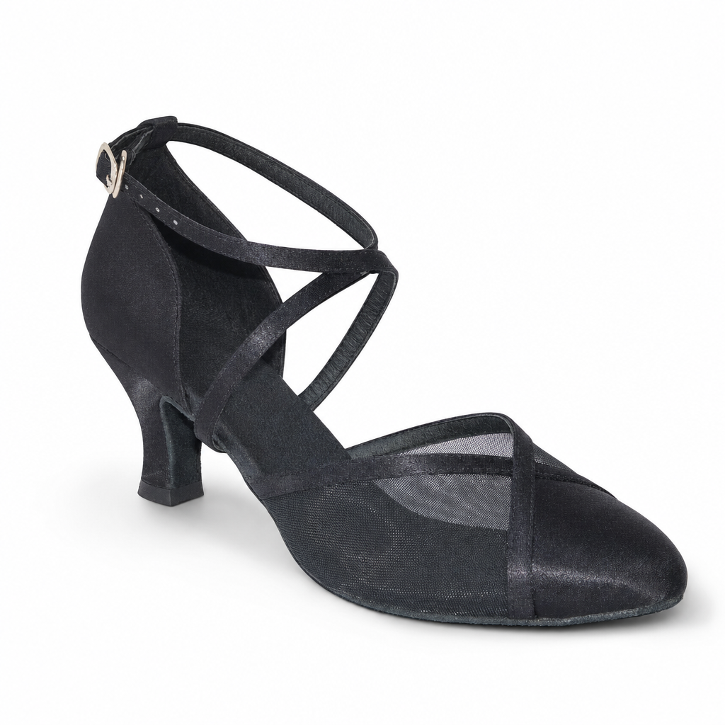 Black Satin Mesh #681604 - EveriseDanceShoes
