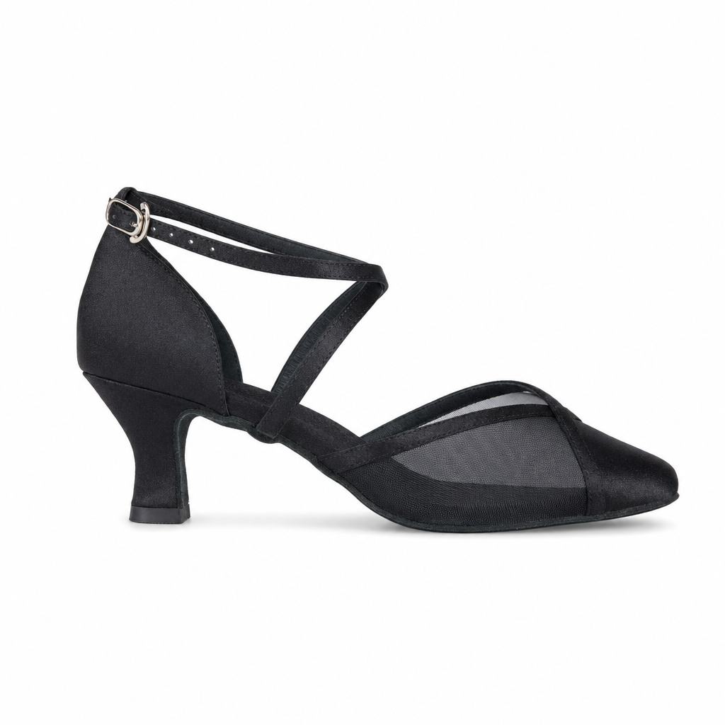 Black Satin Mesh #681604 - EveriseDanceShoes