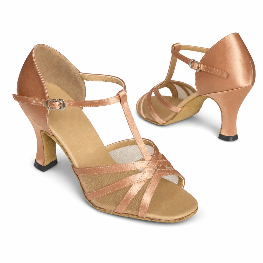 Flesh Satin and Mesh #163504 - EveriseDanceShoes
