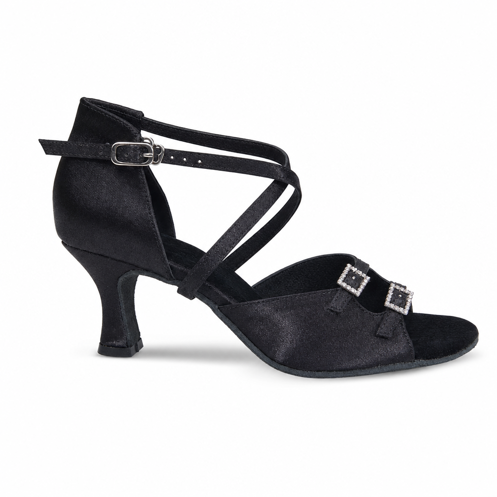 Black Satin Diamonds # 162502 - EveriseDanceShoes