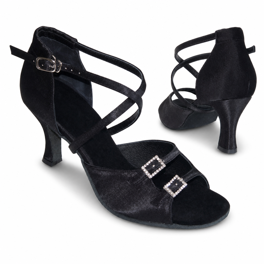 Black Satin Diamonds # 162502 - EveriseDanceShoes