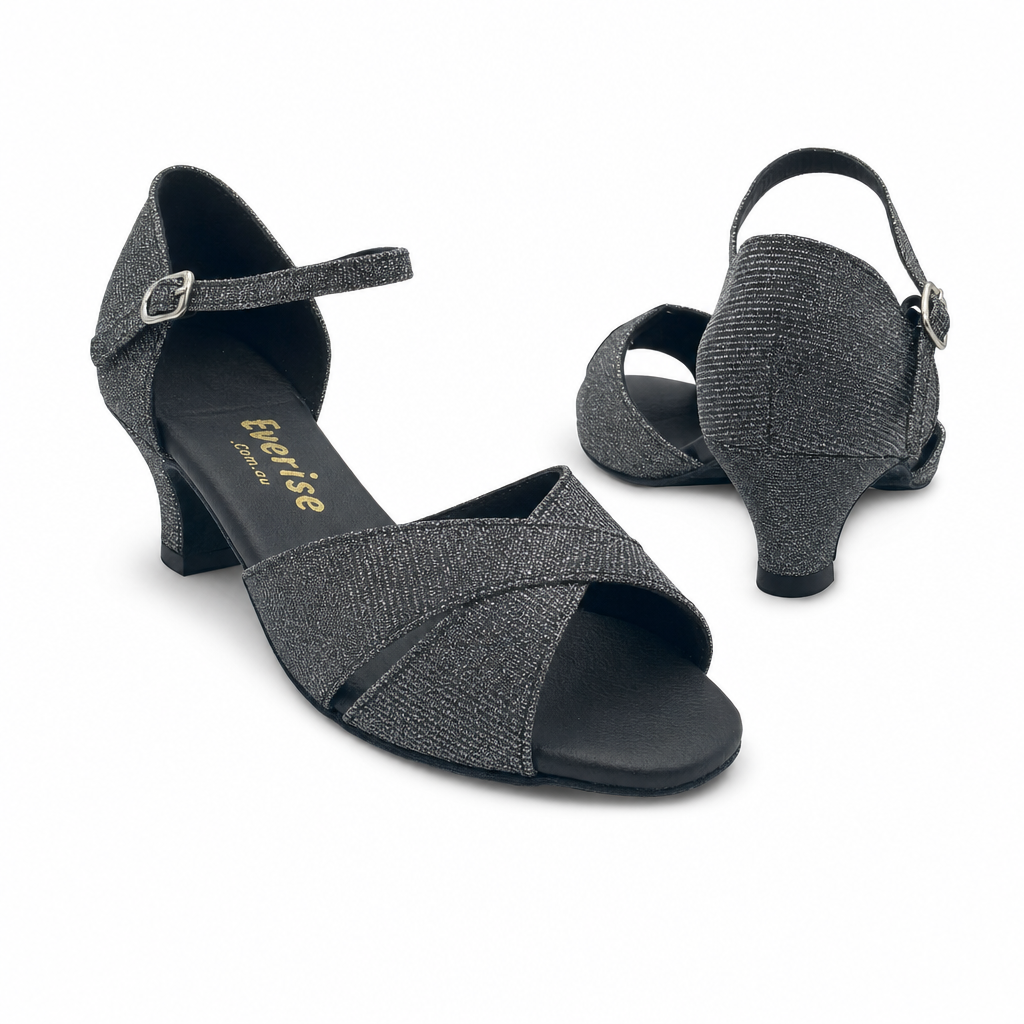 Black/Grey Glitter # 161516 - EveriseDanceShoes