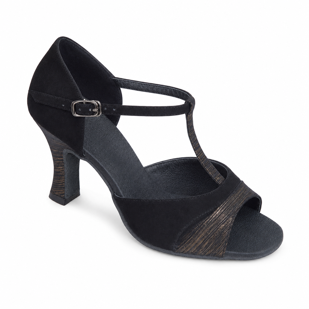 Black With Gold Pattern # 161708 - EveriseDanceShoes