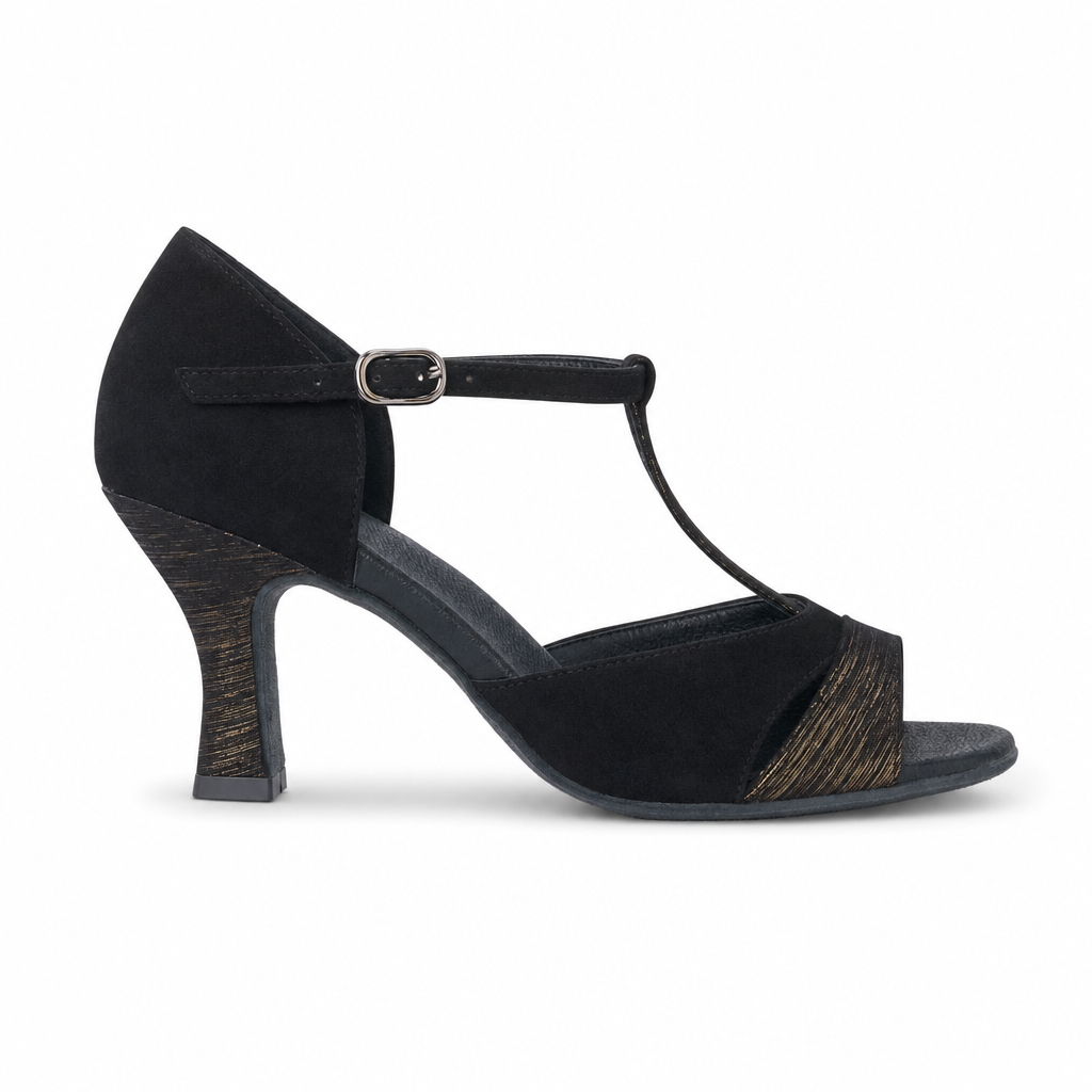 Black With Gold Pattern # 161708 - EveriseDanceShoes