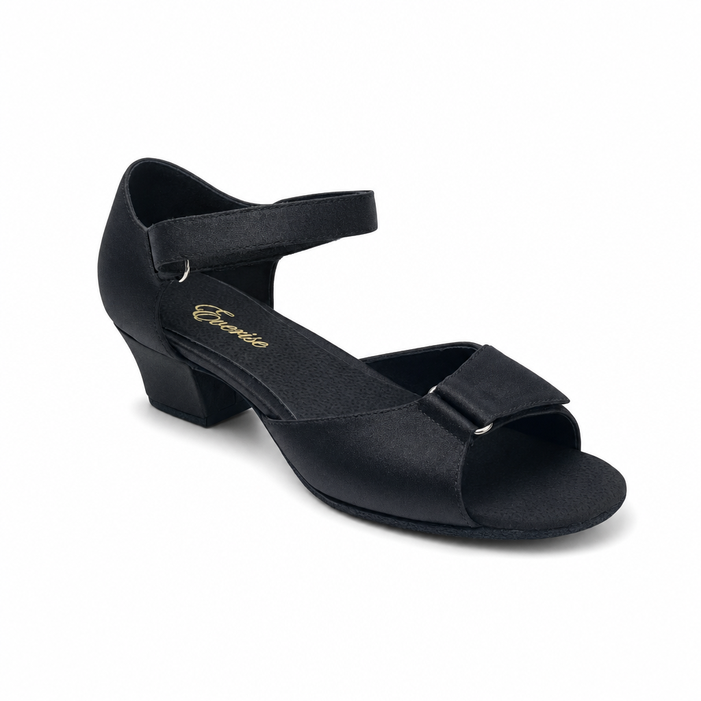 Black Satin / Velco # 167801 - EveriseDanceShoes