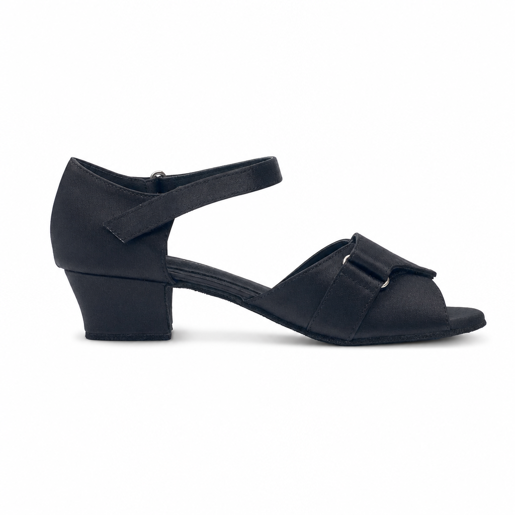 Black Satin / Velco # 167801 - EveriseDanceShoes