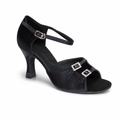 Black Satin Diamonds, Adjustable Width # 161901 - EveriseDanceShoes