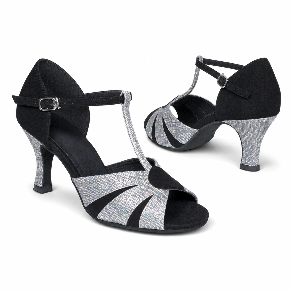 Black/Silver Glitter # 167402 - EveriseDanceShoes