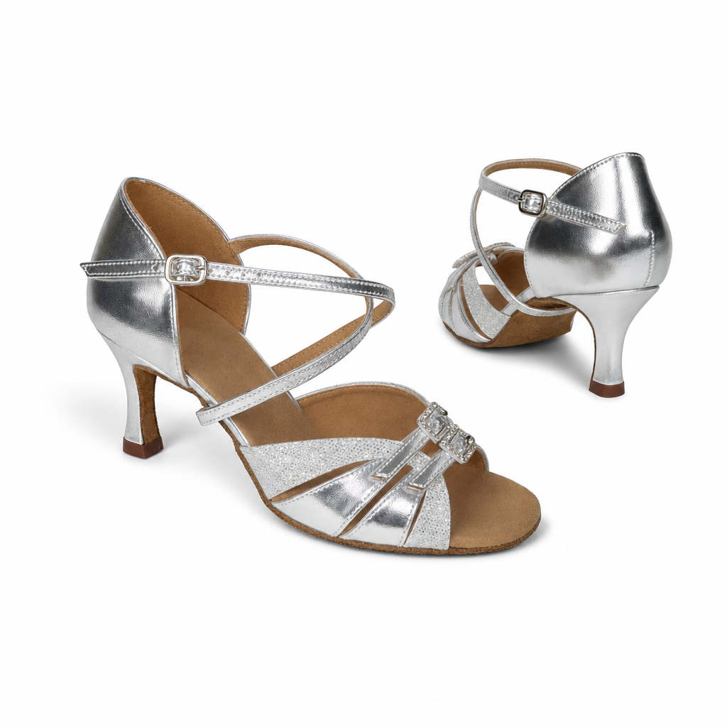 Silver with Diamond Buckle # 172401 - EveriseDanceShoes