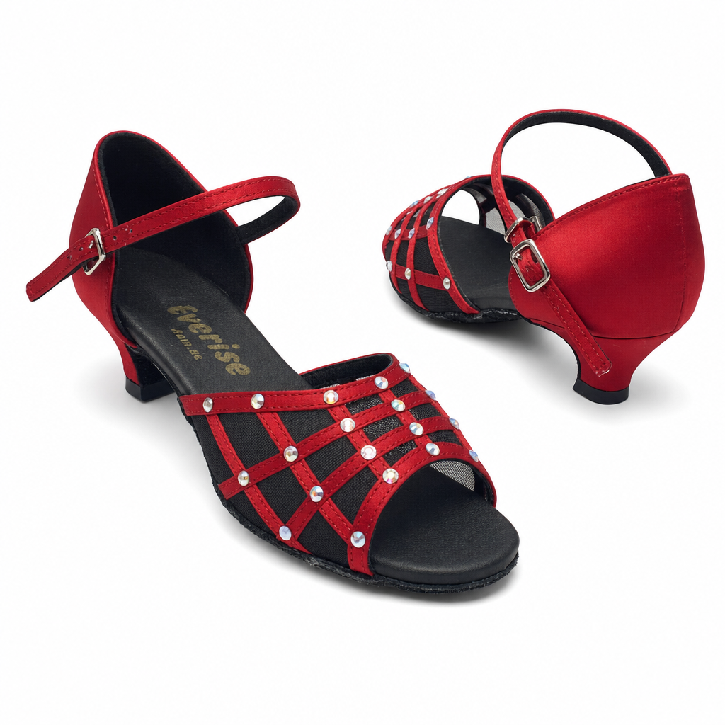 Red/Black Mesh # 168102 - EveriseDanceShoes