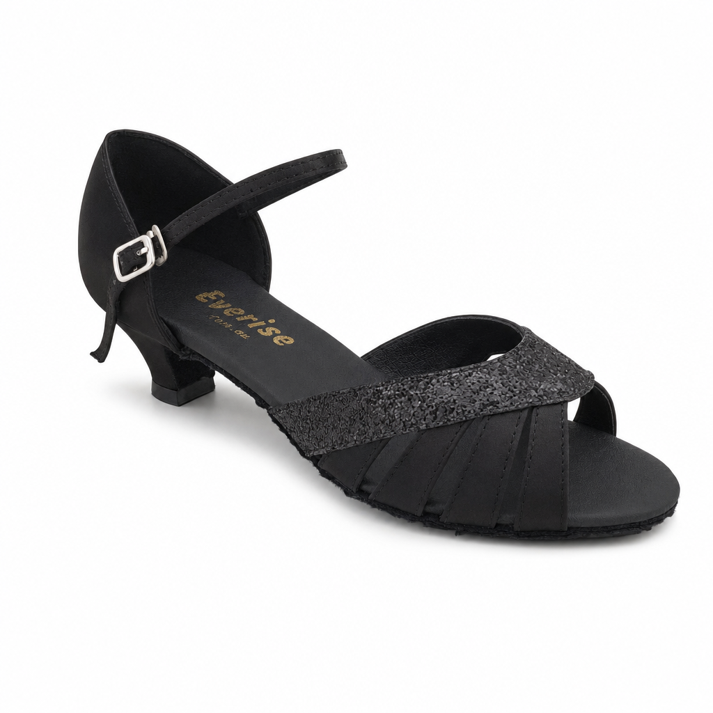 Black Satin / Glitter # 174501 - EveriseDanceShoes