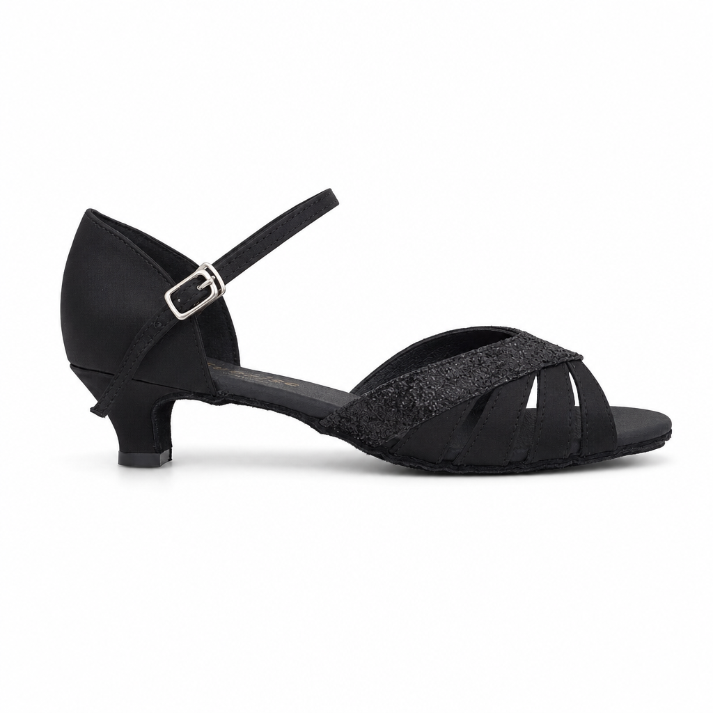 Black Satin / Glitter # 174501 - EveriseDanceShoes