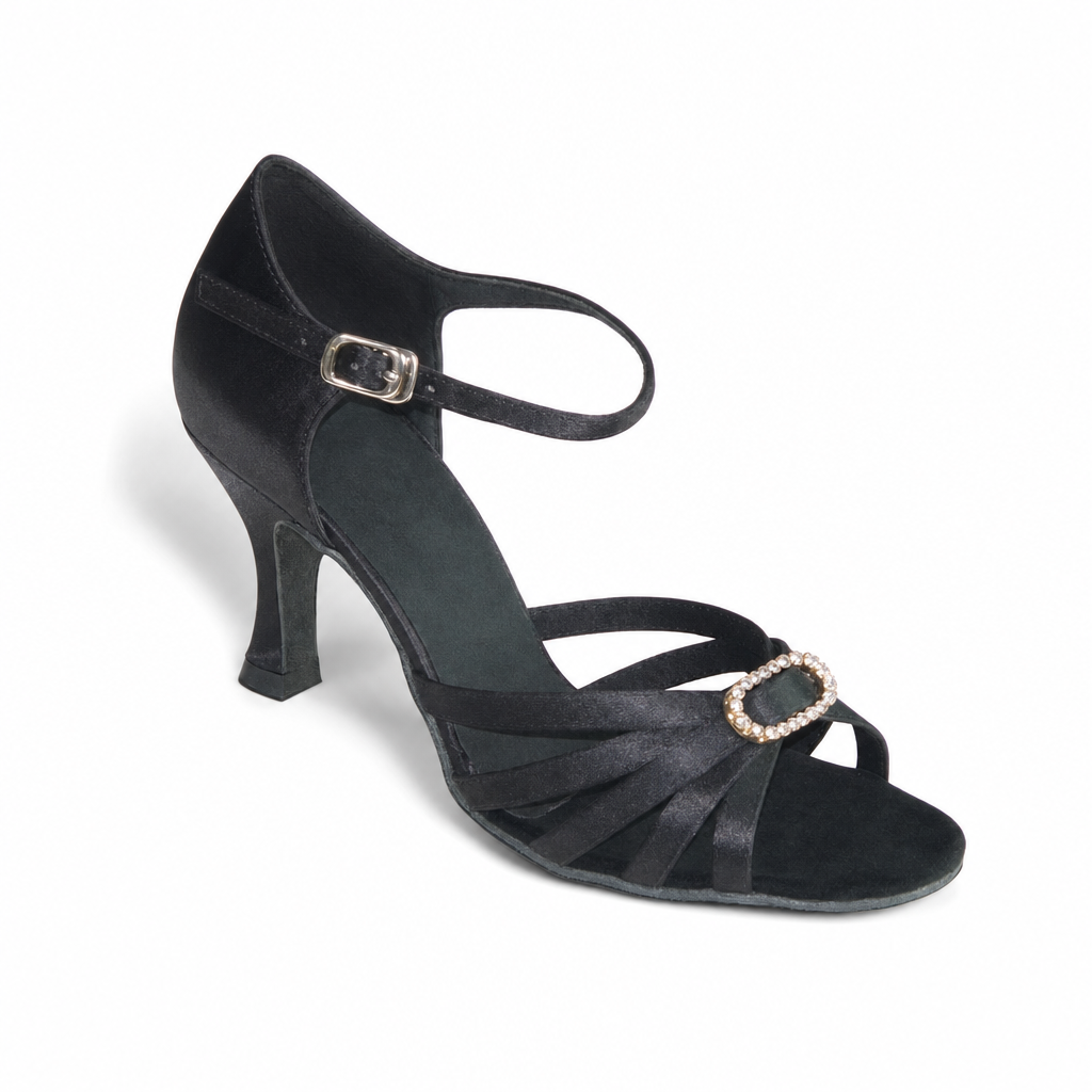 Black Satin, Diamonds # 166502 - EveriseDanceShoes