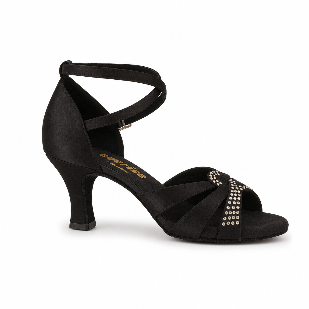 Black Satin/Diamonds #751593 - EveriseDanceShoes
