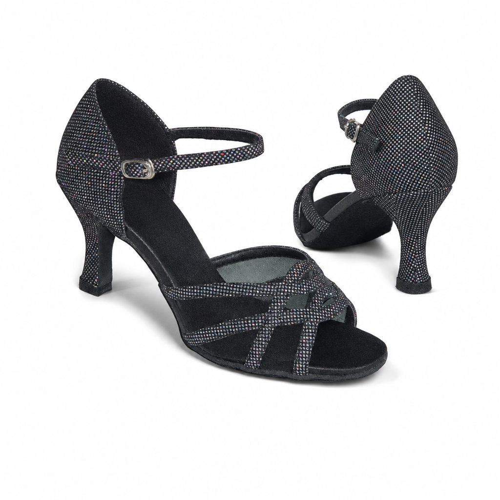 Black Silver Glitter # 165602 - EveriseDanceShoes