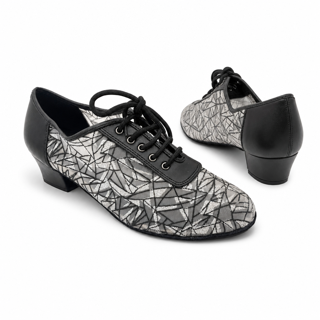 Black/Silver Mesh #200205 - EveriseDanceShoes