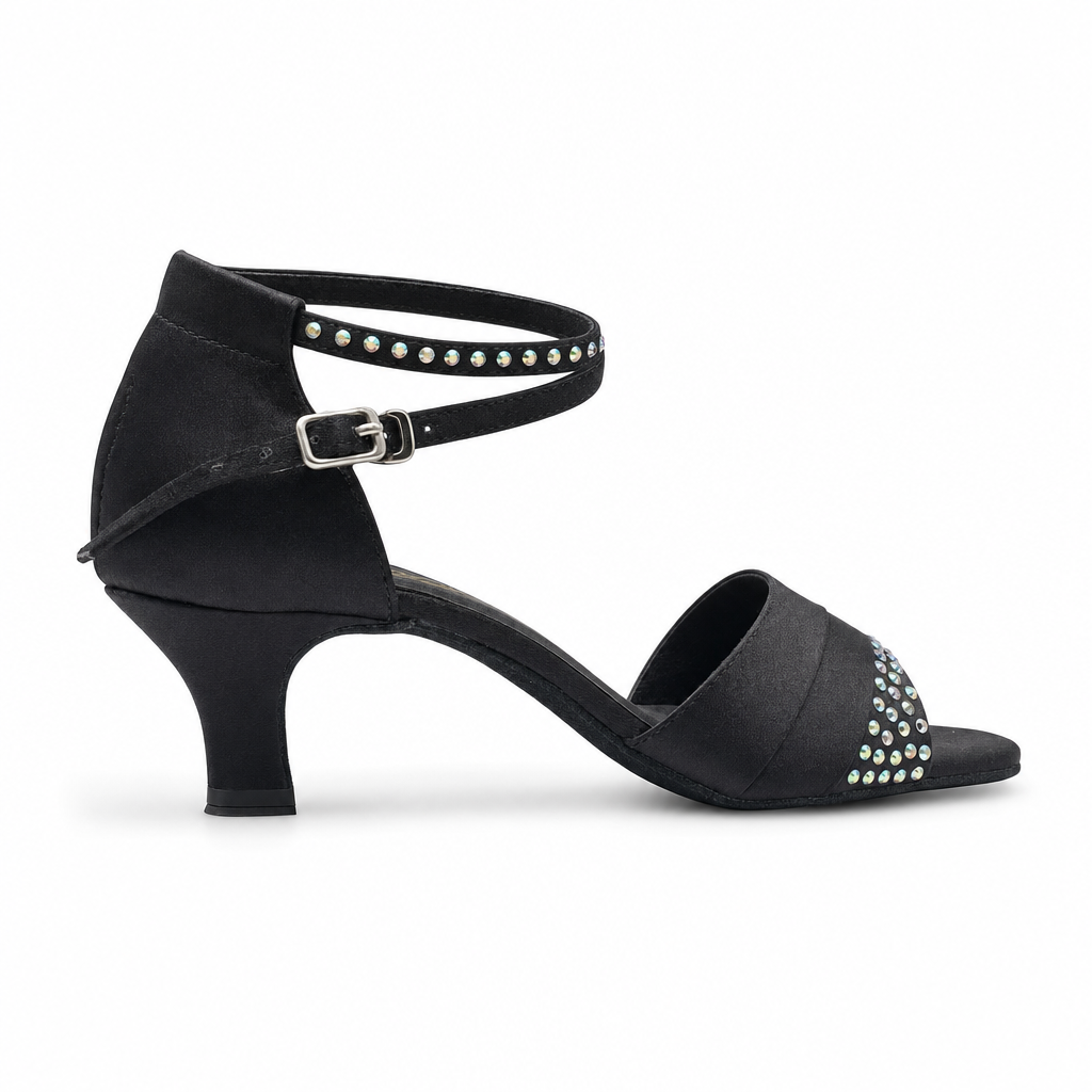 Black Satin Diamonds # 165923 - EveriseDanceShoes