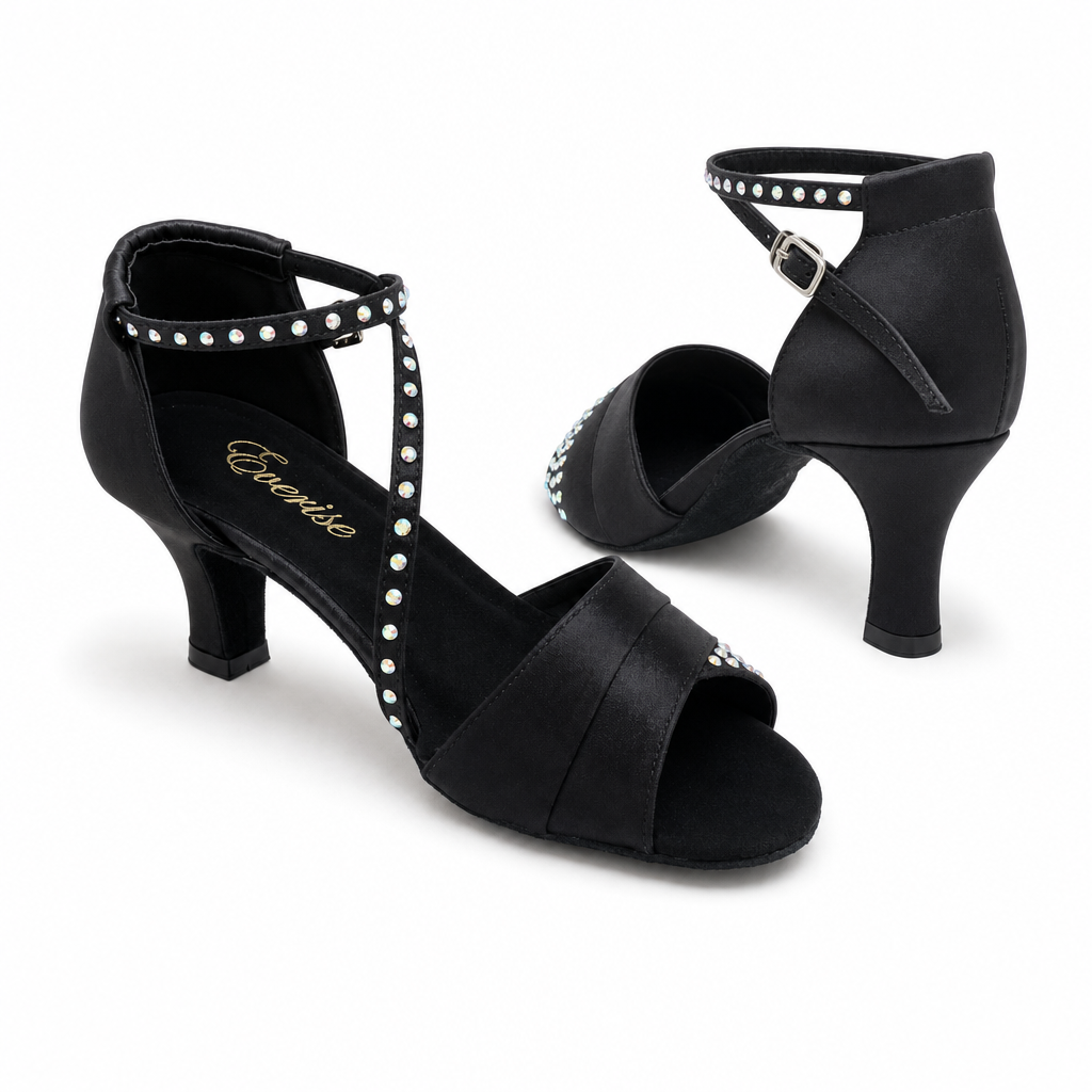 Black Satin Diamonds # 165923 - EveriseDanceShoes