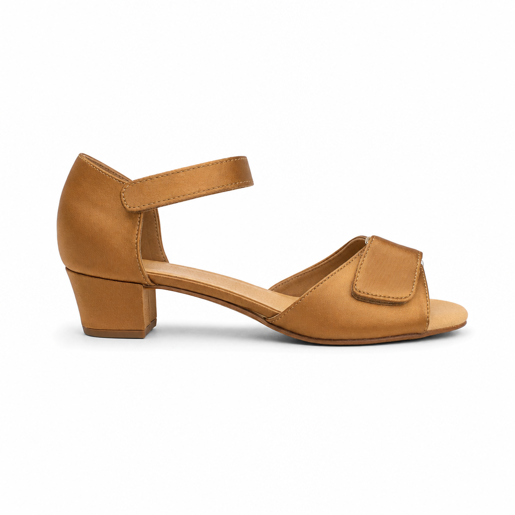 Tan Satin / Velco Strap # 167802 - EveriseDanceShoes